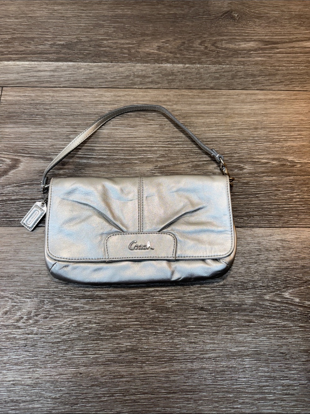 Coach Silver Leather small handbag/ Wristlet